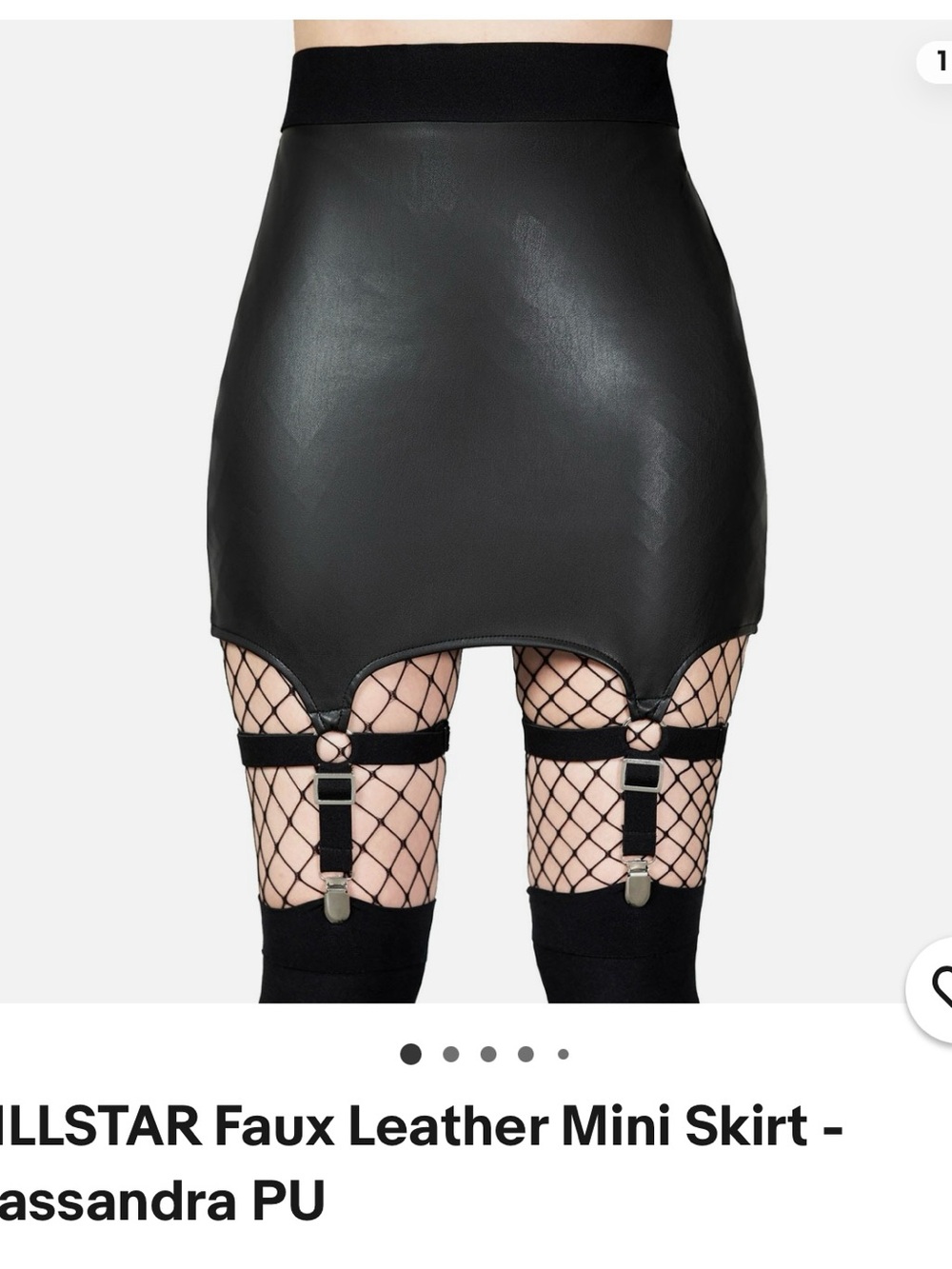 Killstar Black Faux Leather Mini Skirt with Garter Straps